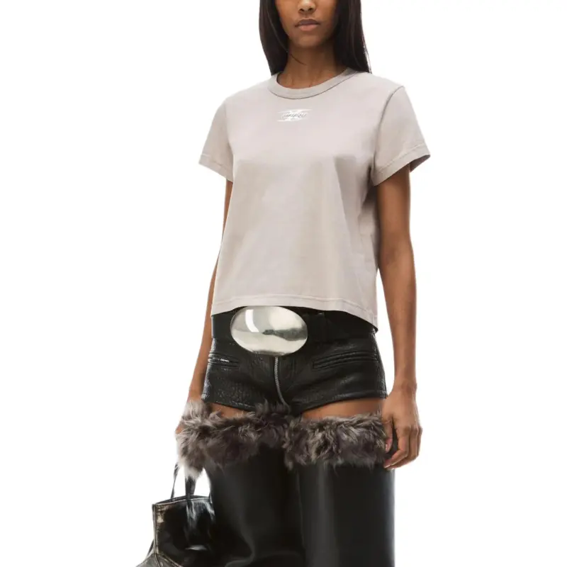 Alexander Wang Blade Logo Shrunken Tee Washed Oyster-1