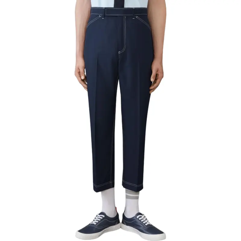 THOM BROWNE Mid rise Tapered Chinos-2