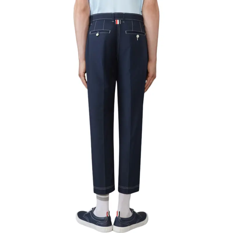 THOM BROWNE Mid rise Tapered Chinos-3