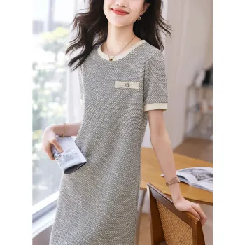Mo Han Yi Mei Short Sleeved Dress Women's Black White
