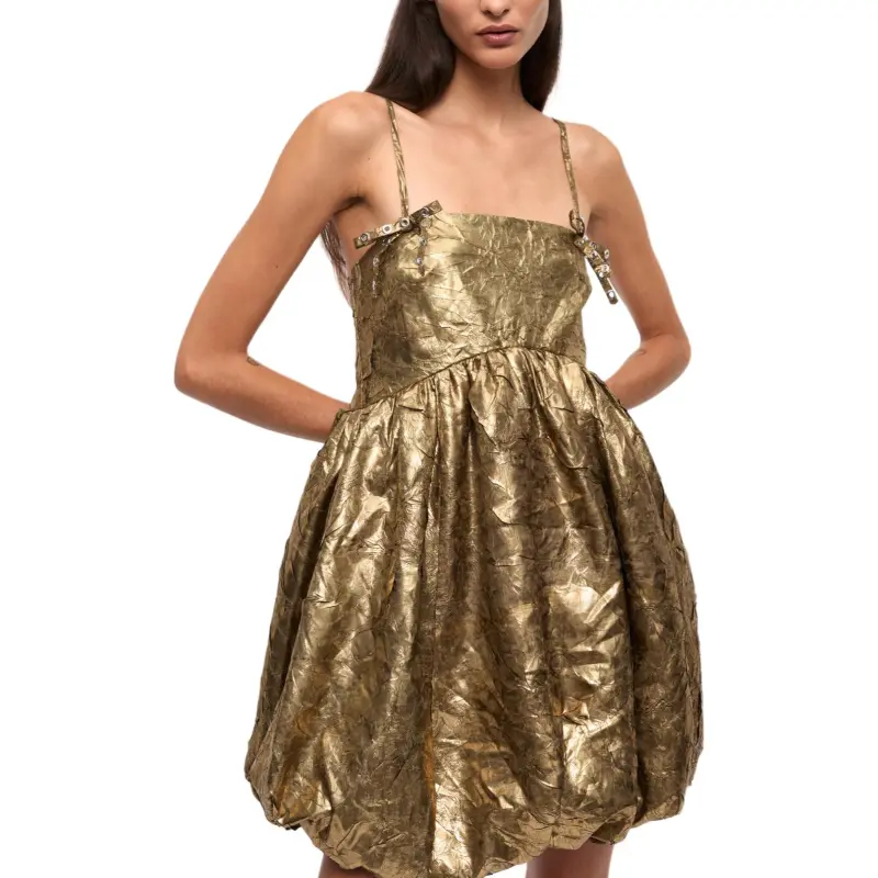GANNI Pleated Strap Mini Dress-4