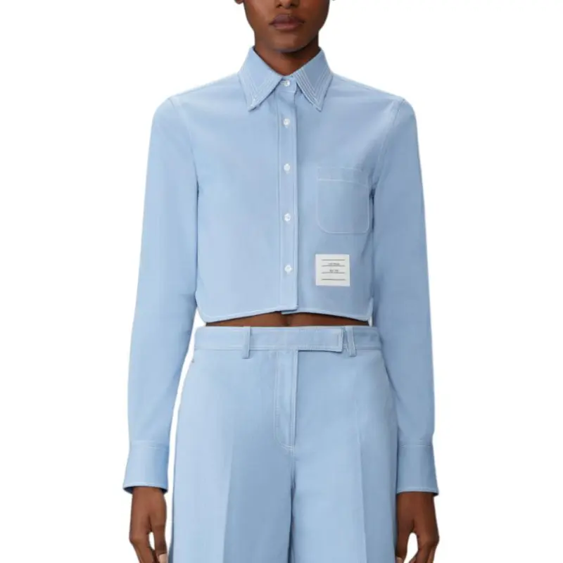 THOM BROWNE Cropped Denim Shirt-1
