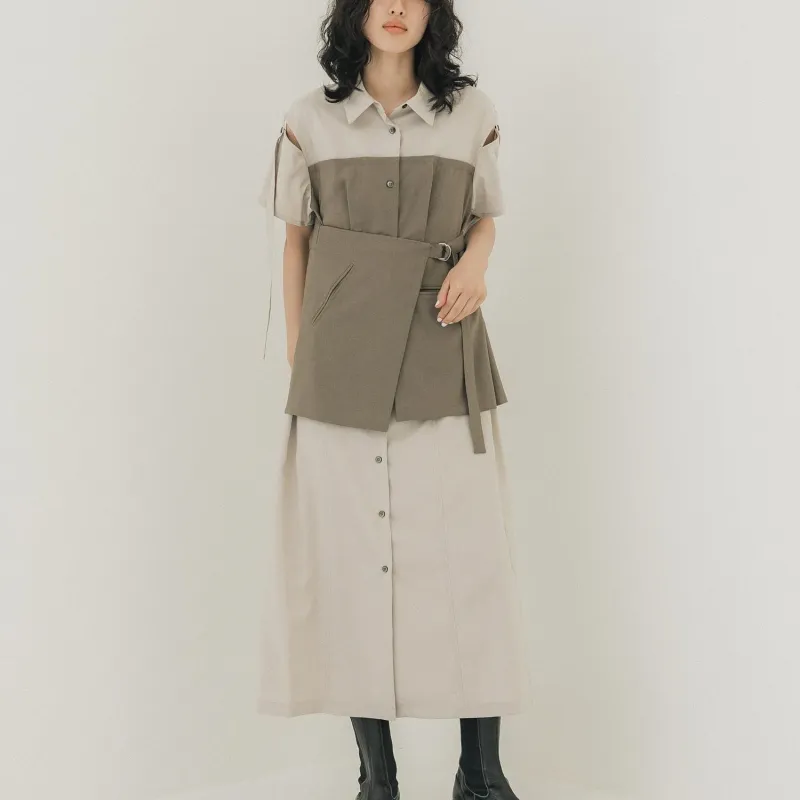 PUBLIC TOKYO Short-Sleeved Dresses Women's Light Brown-1