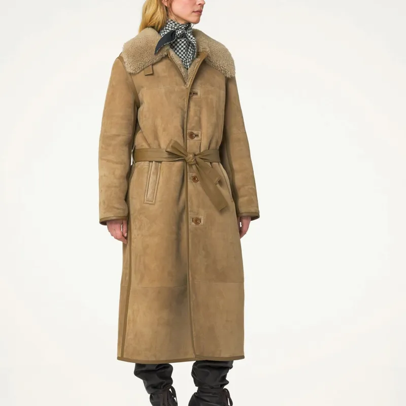 Lemaire Belted Shearling Coat-3
