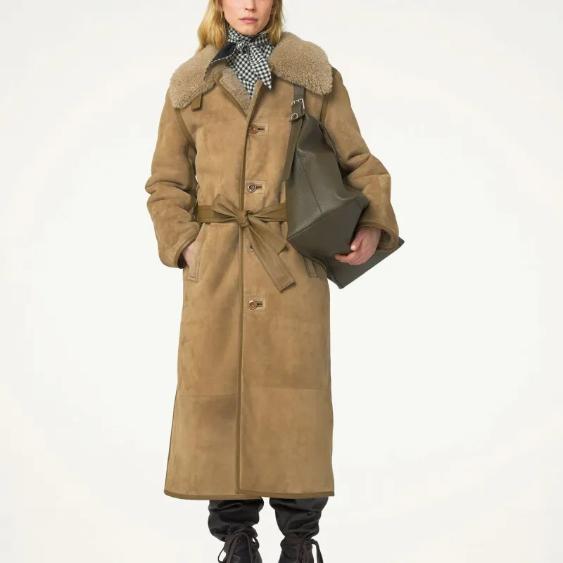 Lemaire Belted Shearling Coat-1