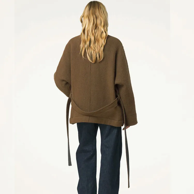 Lemaire Short Bathrobe Duffle Coat 'Olive Brown'-3