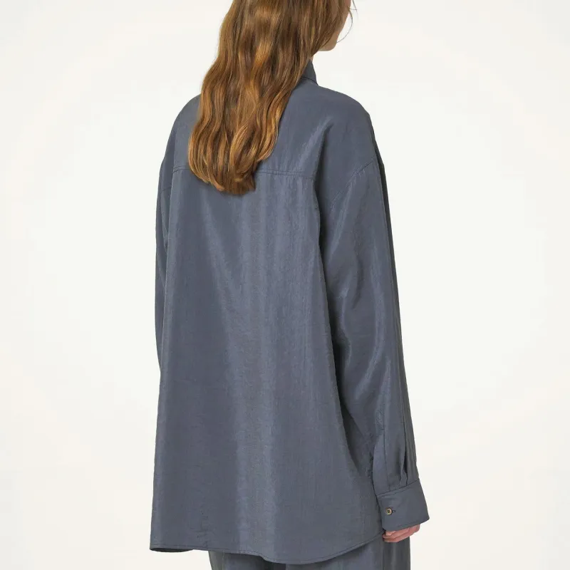 Lemaire Long Shirt With Tie 'Asphalt'-3