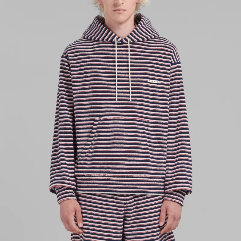 MARNI Layered Striped Drawstring Hoodie-1