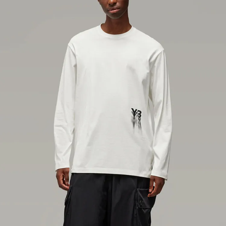 Y 3 Logo Printed Long Sleeved T Shirt-1