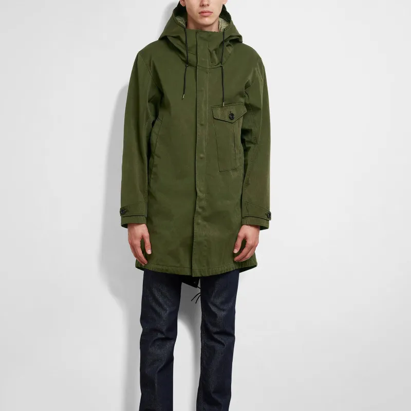 TEN C Hooded Single Pocket Parka Coat-1