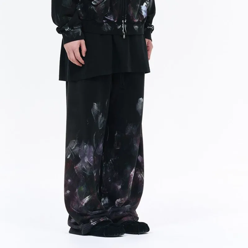 WE11DONE Painterly print Cotton Track Pants-4