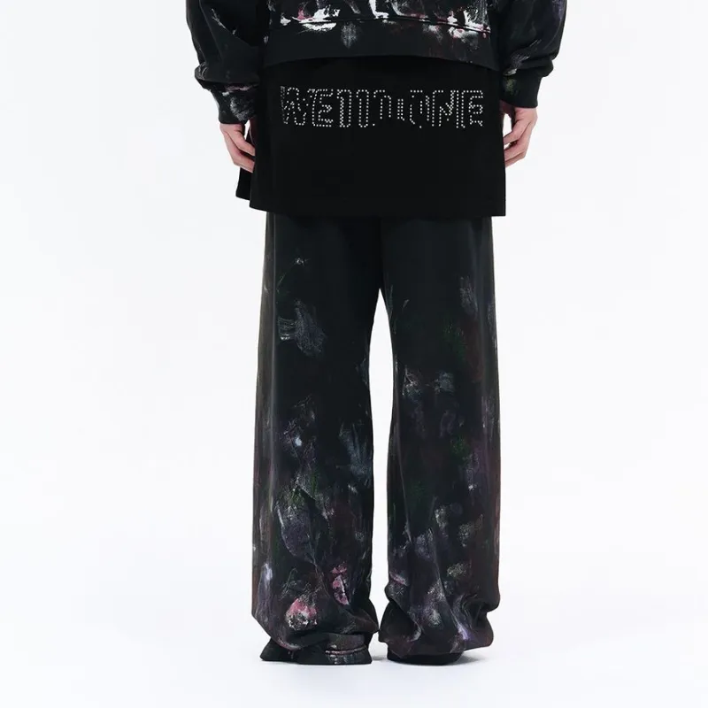 WE11DONE Painterly print Cotton Track Pants-3