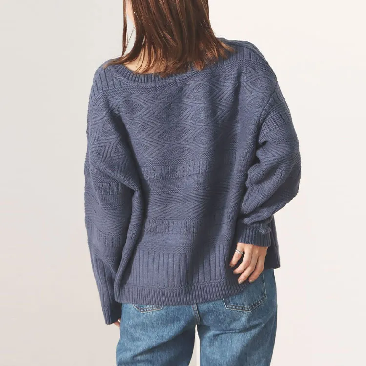 Beams HEART Sweater Women's Blue-2