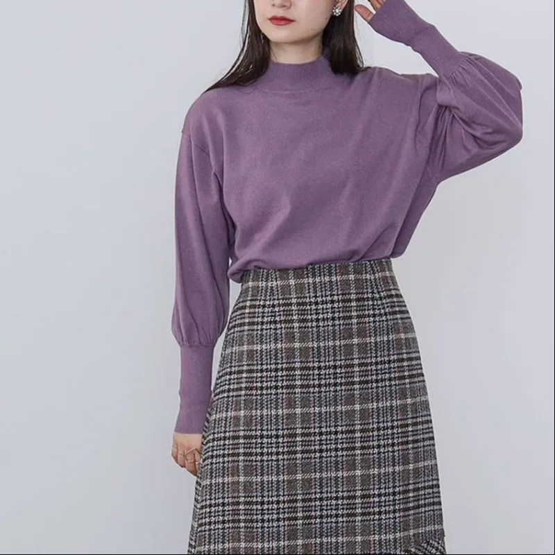 Beams HEART Sweater Women's Purple-1