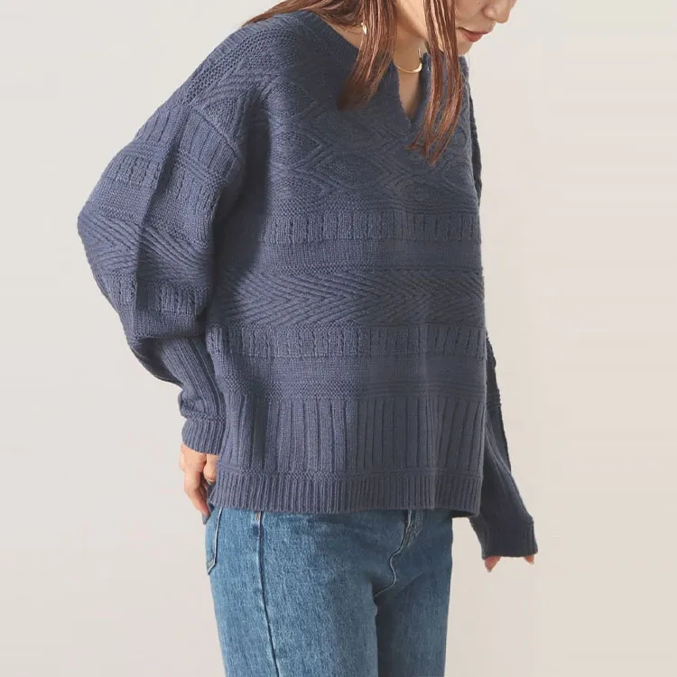 Beams HEART Sweater Women's Blue-3