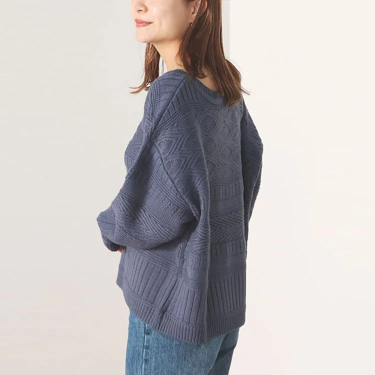 Beams HEART Sweater Women's Blue-4