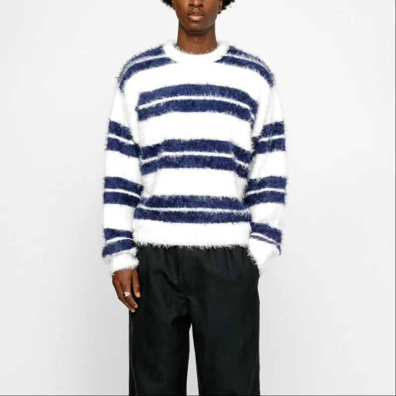 Stussy Hairy Stripe Crew Sweater - POIZON Stussy Hairy Stripe Crew Sweater - POIZON
