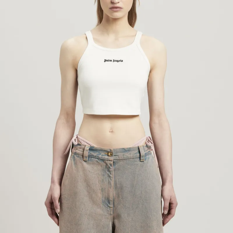 PALM ANGELS Logo Printed Crewneck Tank Top-2