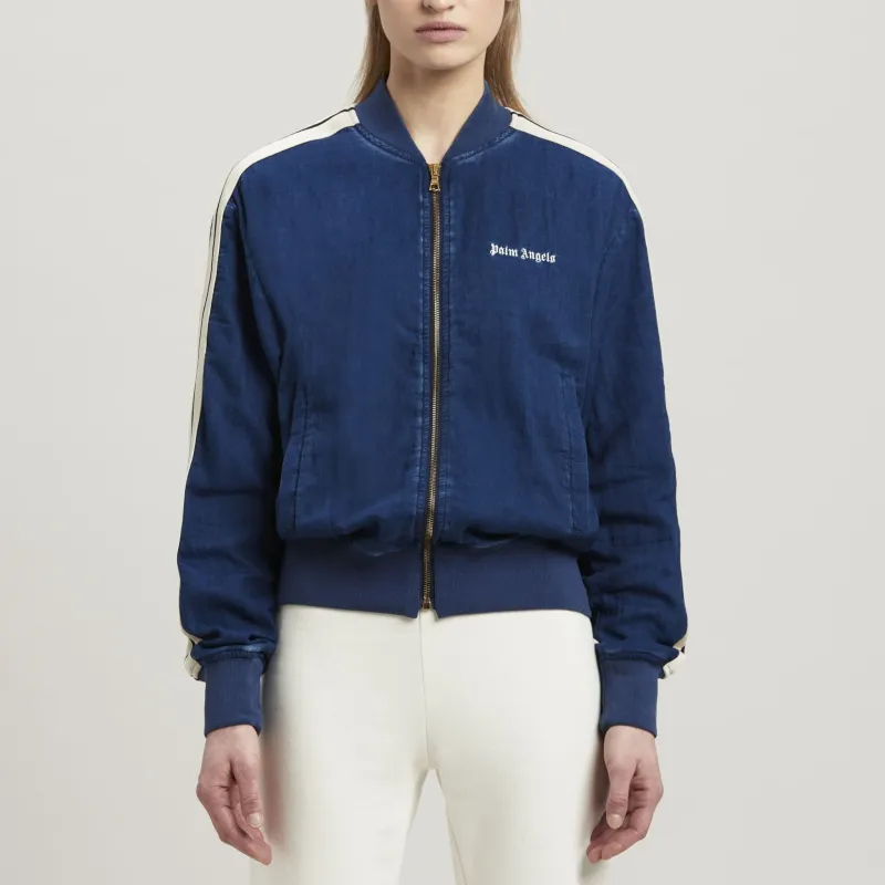 PALM ANGELS Chambre Logo Embroidered Denim Bomber Jacket-1