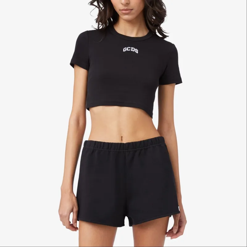 GCDS Logo embroidered Cropped T shirt-1