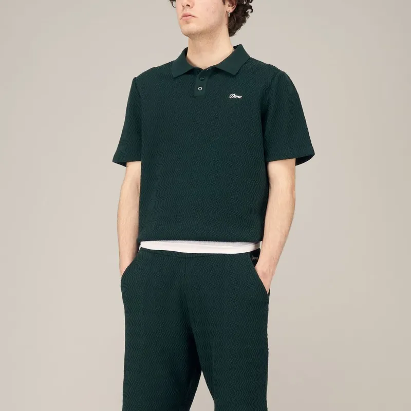 Dime MTL SS24 Polo Shirt Unisex Forest Green-1
