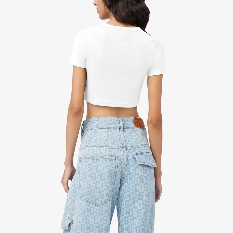 GCDS Logo embroidered Cropped T shirt-2