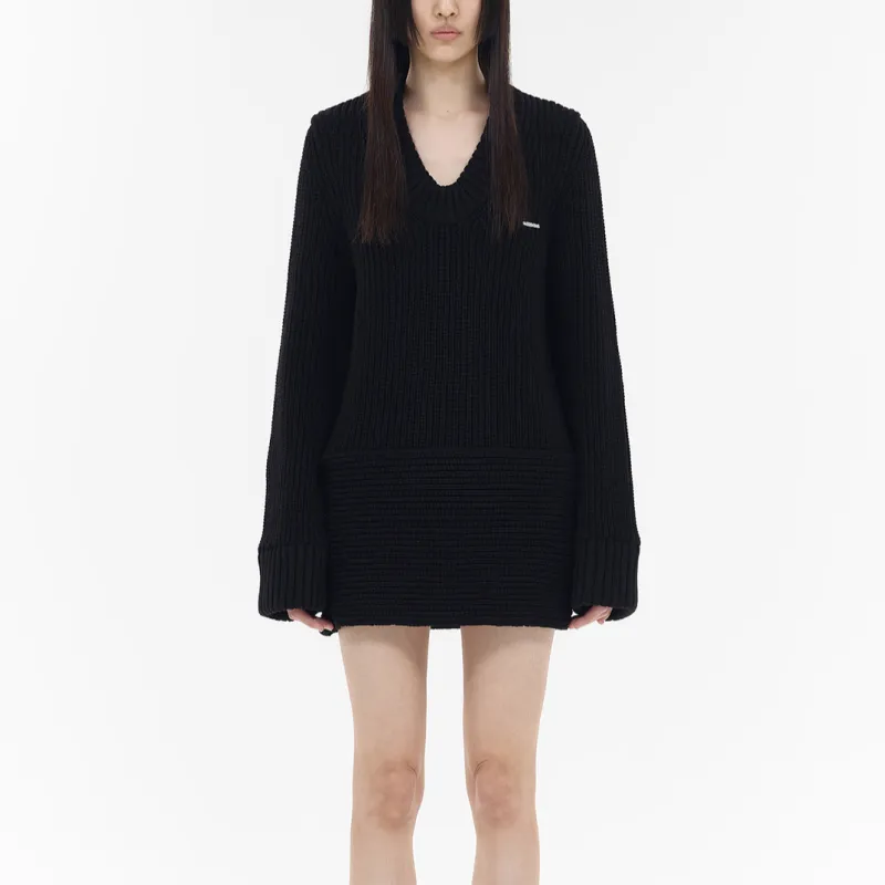 WE11DONE Long Sleeved Dress Women's Black-2