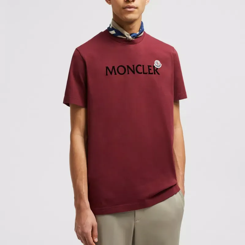 Moncler T Shirt Men's Bordeaux Red-1