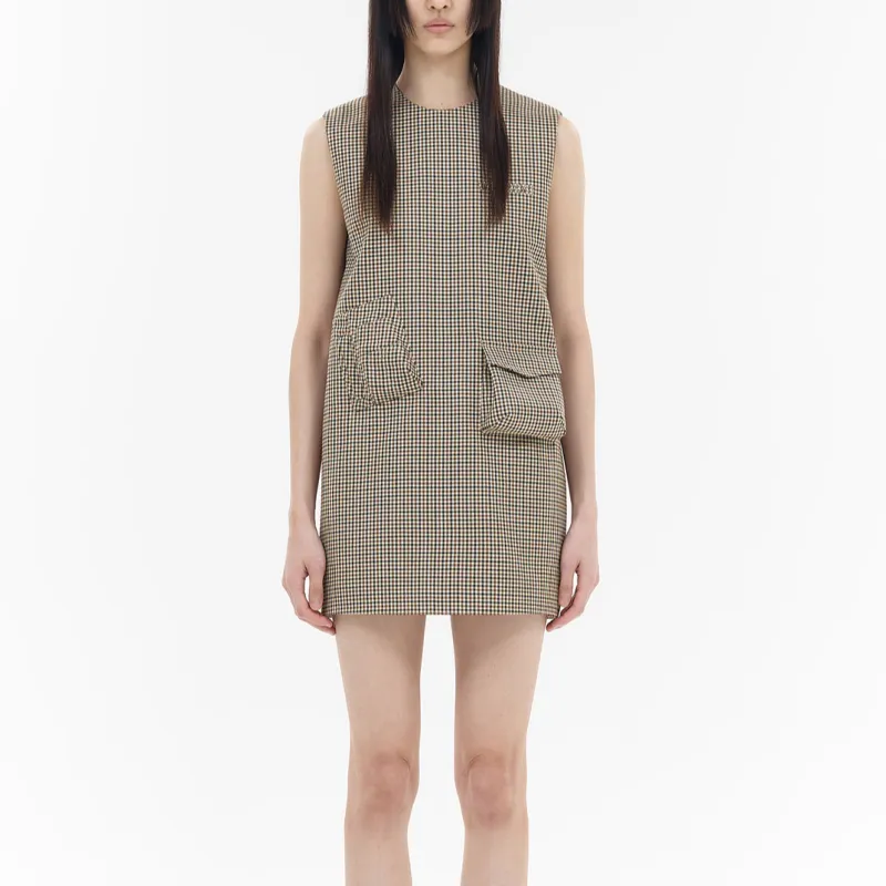 WE11DONE Checked Mini Dress-2