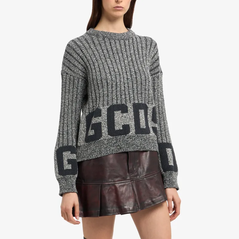 GCDS Logo Intarsia-Knit Crewneck Jumper-2