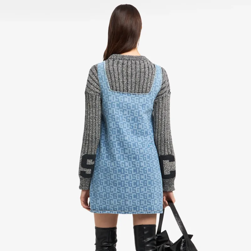 GCDS Monogram print Denim Mini Dress-2