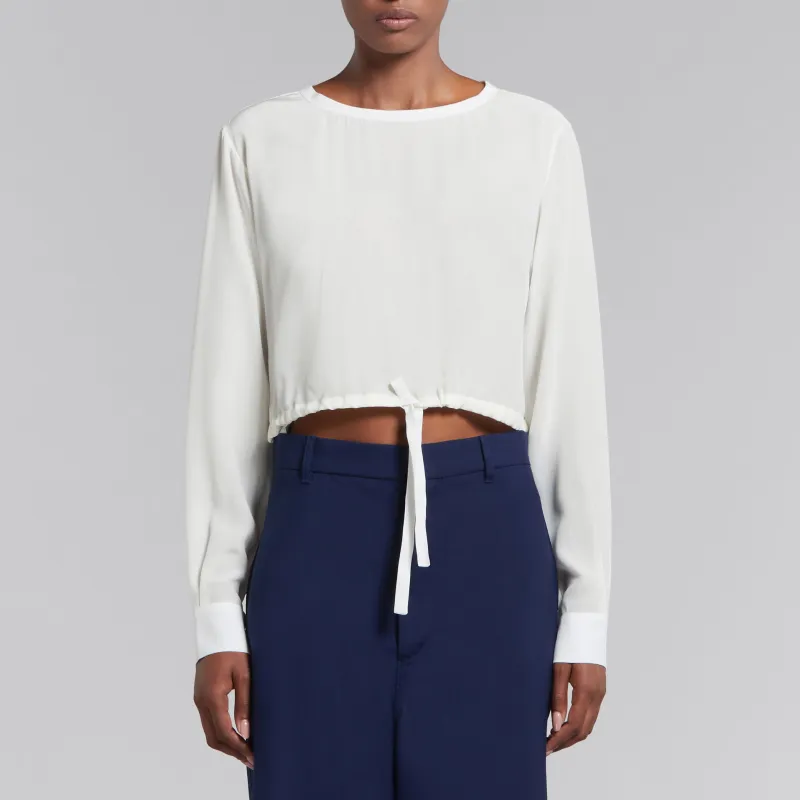 MARNI Drawstring hem Cropped Silk Blouse-1