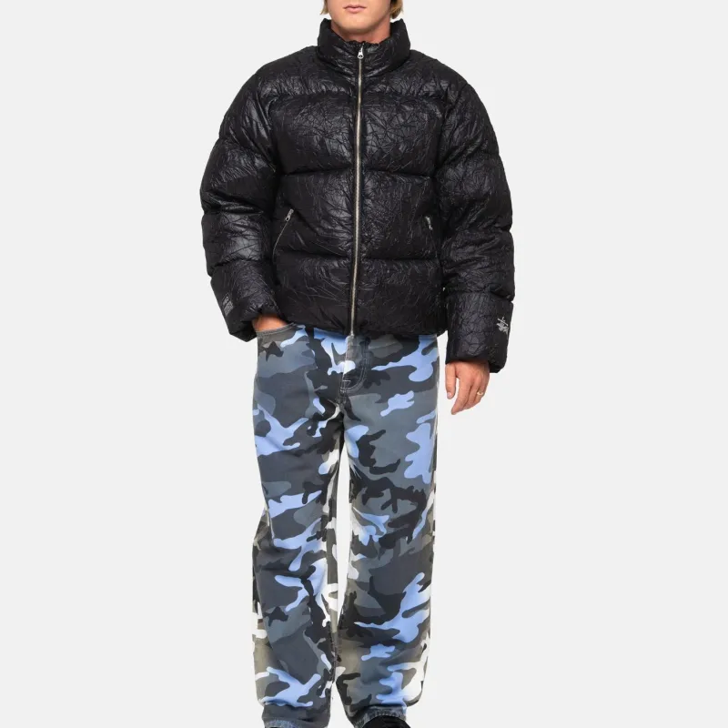 Stussy Wrinkled Nylon Down Puffer Jacket Black L - POIZON Stussy Wrinkled Nylon Down Puffer Jacket Black L - POIZON