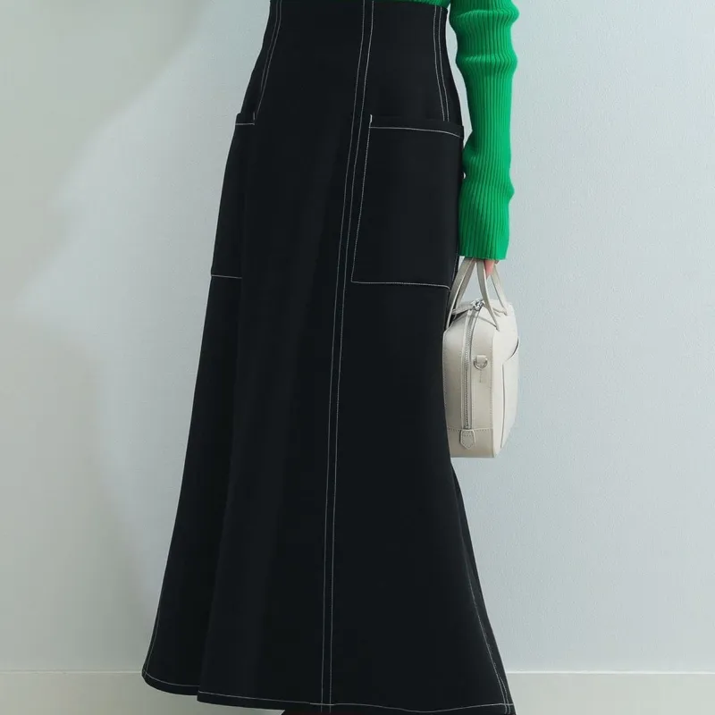 Beams Ray Casual Long Skirt Women's Black-4