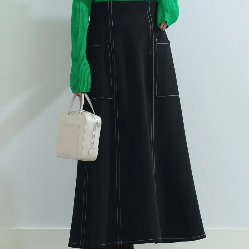 Beams Ray Casual Long Skirt Women's Black-2