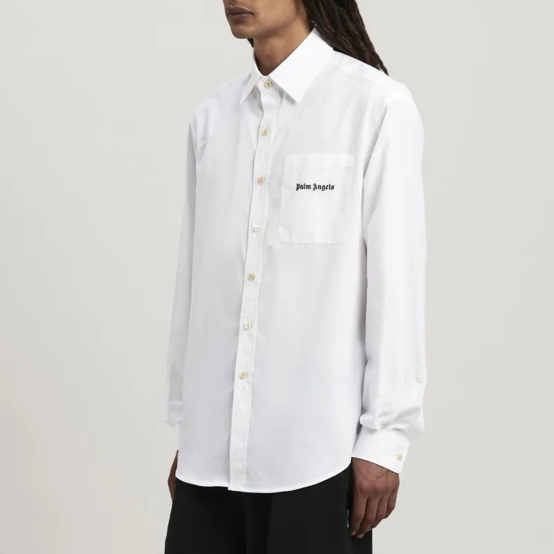 PALM ANGELS Logo Embroidered Buttoned Shirt-2