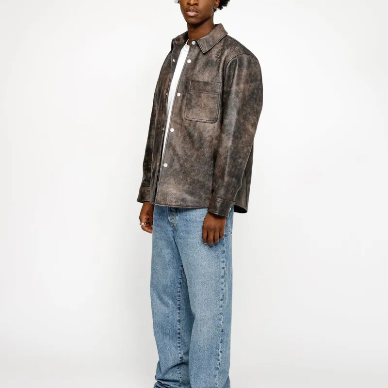 Stussy SS24 LEATHER OVERSHIRT Leather Jacket Unisex-4