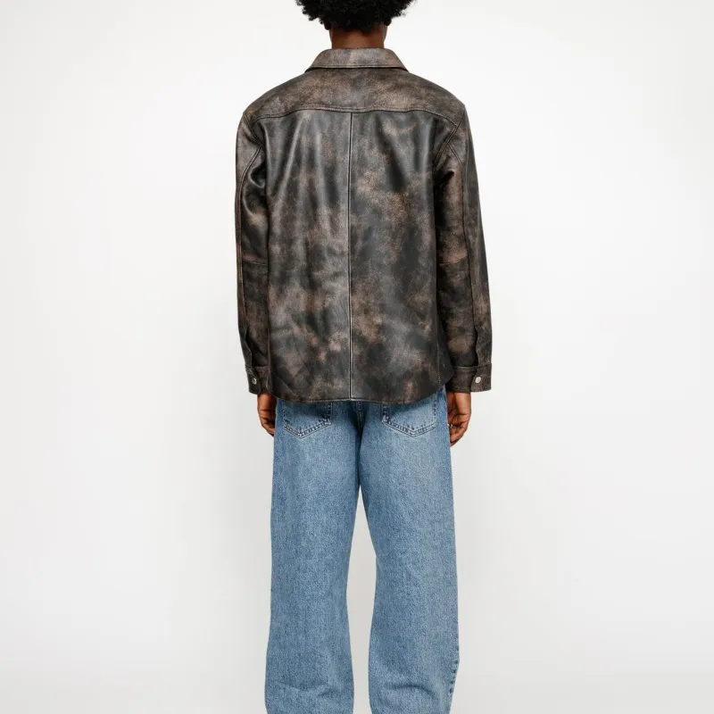 Stussy SS24 LEATHER OVERSHIRT Leather Jacket Unisex-3