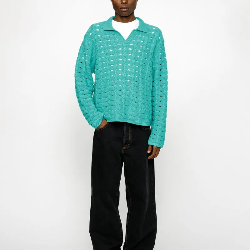 Stussy SS24 OPEN KNIT COLLARED SWEATER Knitwear Men's-2