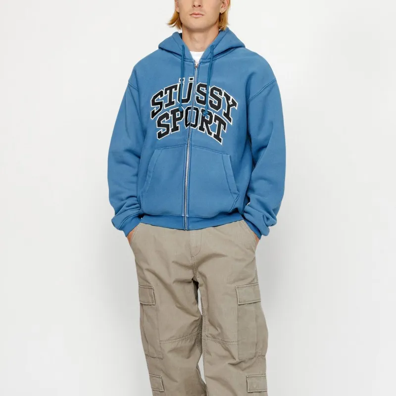 Stussy Sport Zip Hoodie Blue L - POIZON