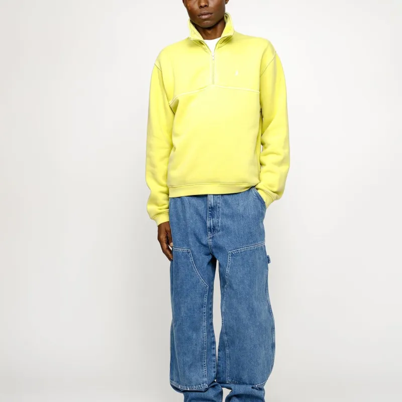 Stussy Fleece Zip Mock Hoodie Bright Yellow L - POIZON