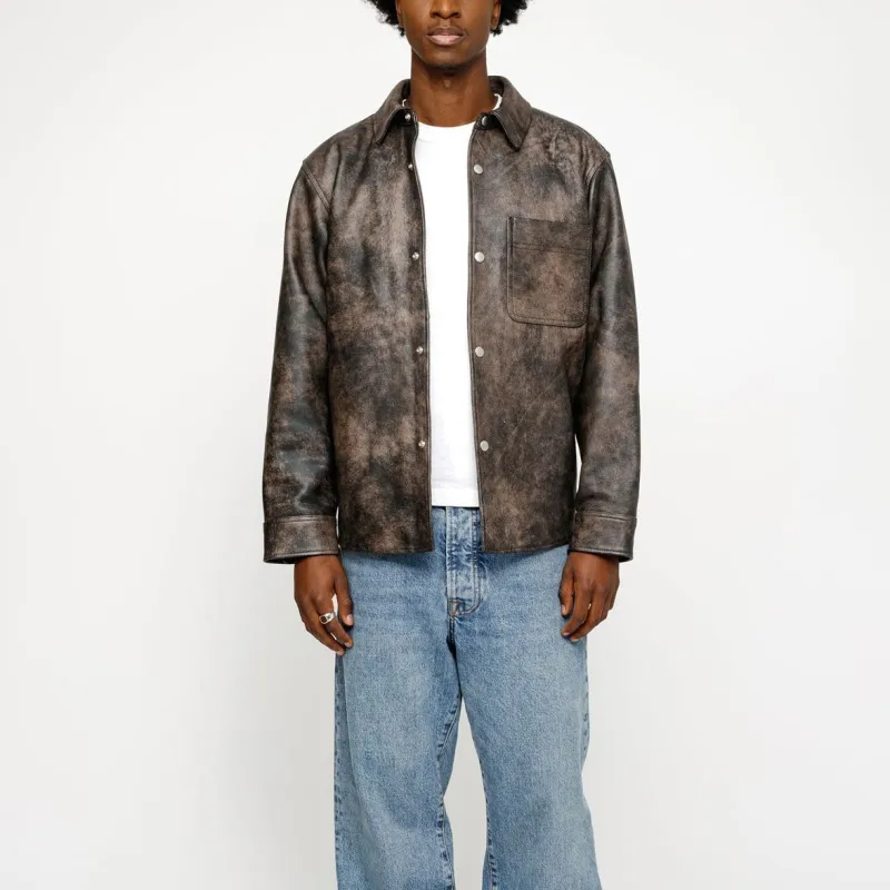 Stussy SS24 LEATHER OVERSHIRT Leather Jacket Unisex-2
