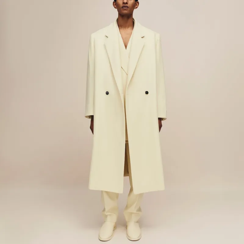Fear Of God SS24 Season 8 Collection Wool Gabardine Double Breasted Overcoat Coat Men's Lemon Cream-2