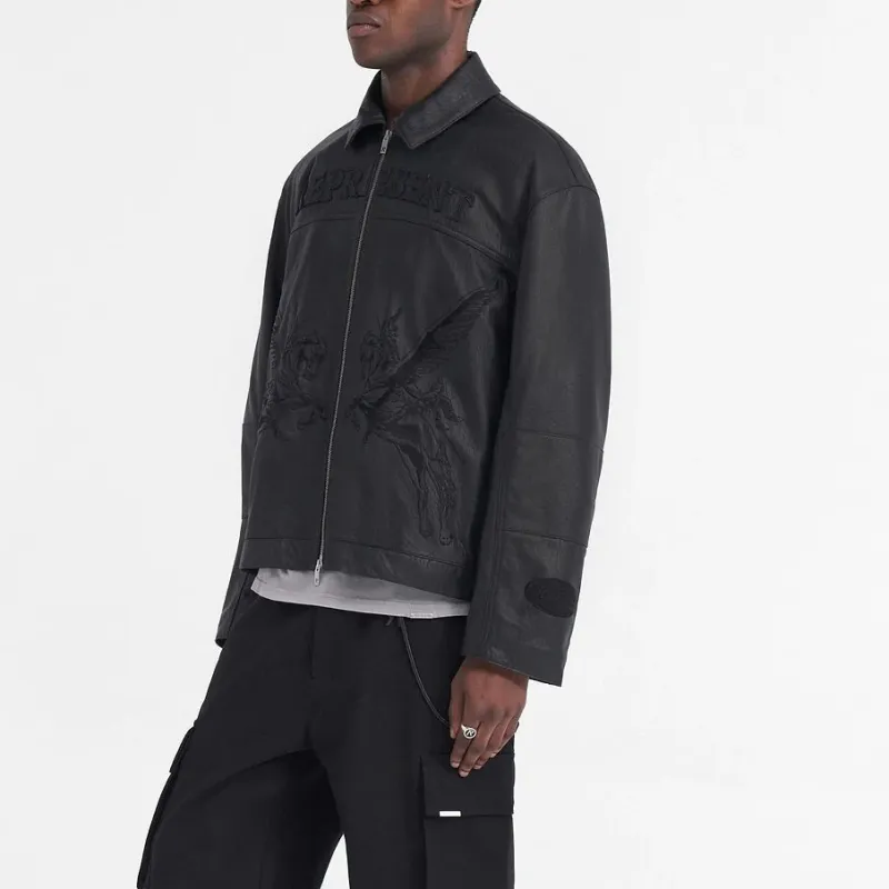 REPRESENT Leather Jacket Men's Black-4
