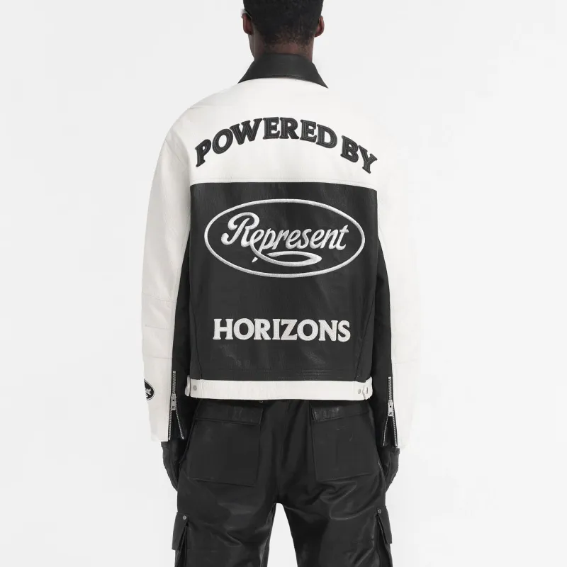 REPRESENT Leather Jacket Men's Black White-4