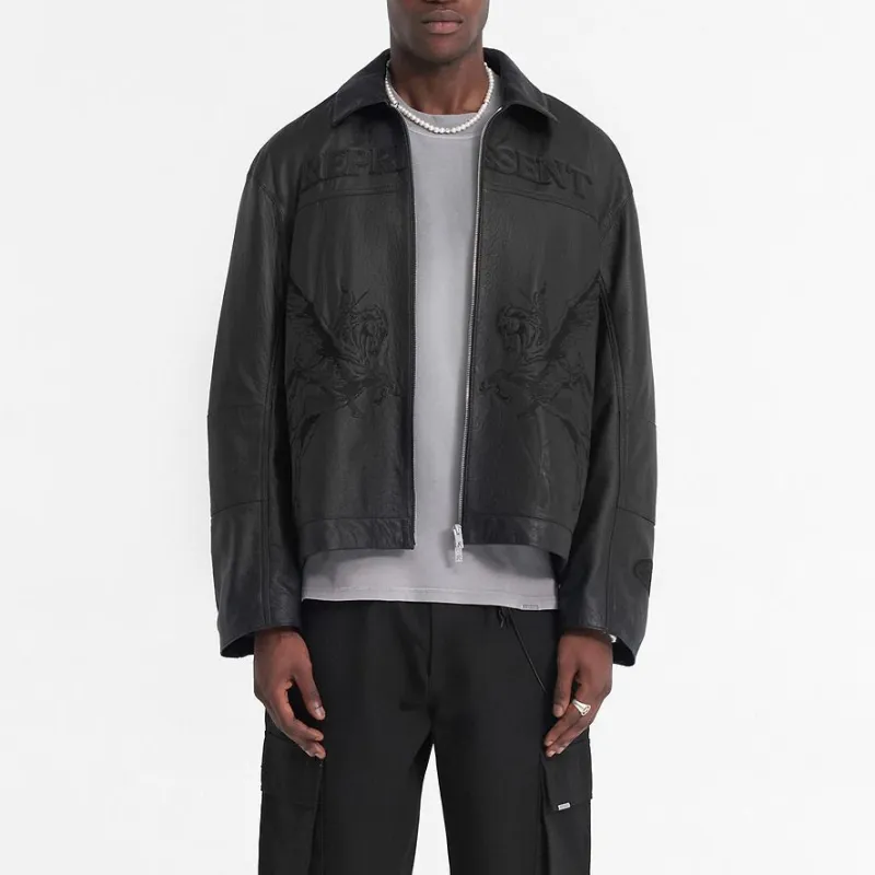 REPRESENT Leather Jacket Men's Black-2