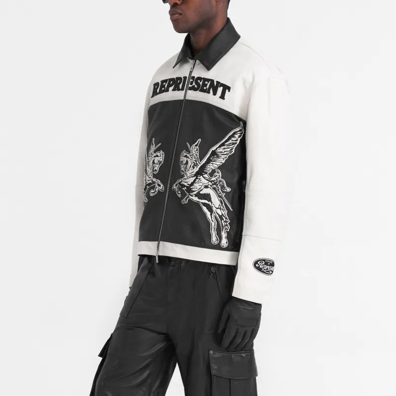 REPRESENT Leather Jacket Men's Black White-3