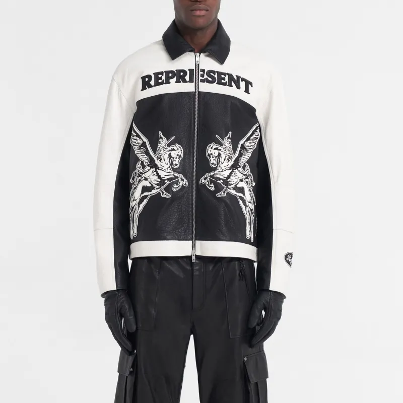 REPRESENT Leather Jacket Men's Black White-2