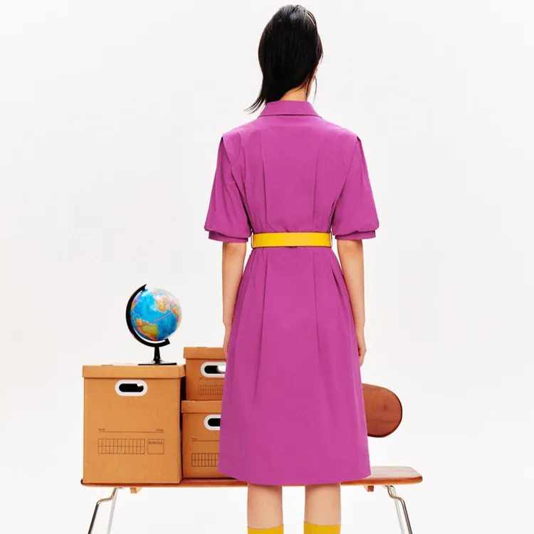 PSALTER Short Sleeved Dresses Women's Eggplant Purple-2