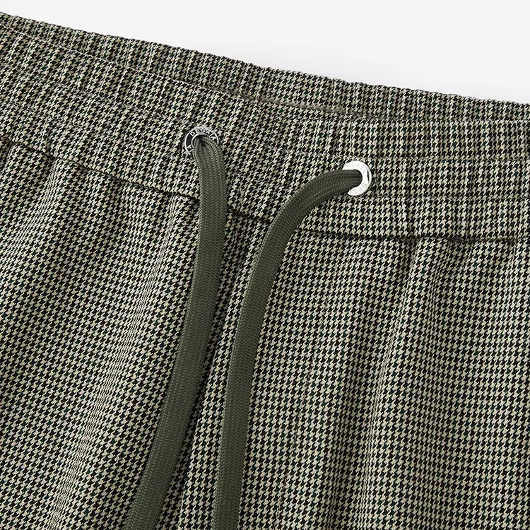 DEGAIA Casual Pants Men's Gray Green Houndstooth-2